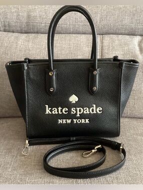 kate spade Black Pebbled Leather Satchel with Removable Strap